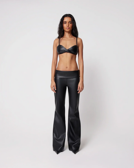 Black Fold Over Leather Pants